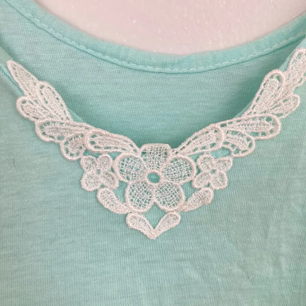 Vintage Y2K Womens S Mint Green Lace Trim Stretch Cami Fairy Coquette Dainty
